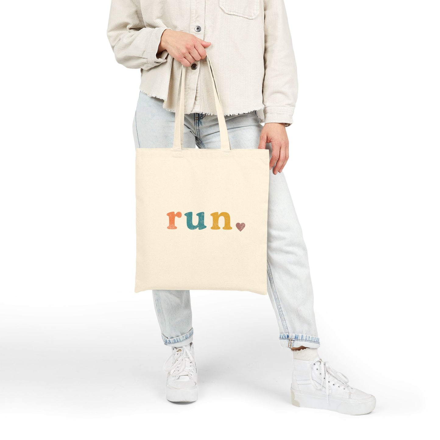 Simply Run Heart Cotton Tote Bag