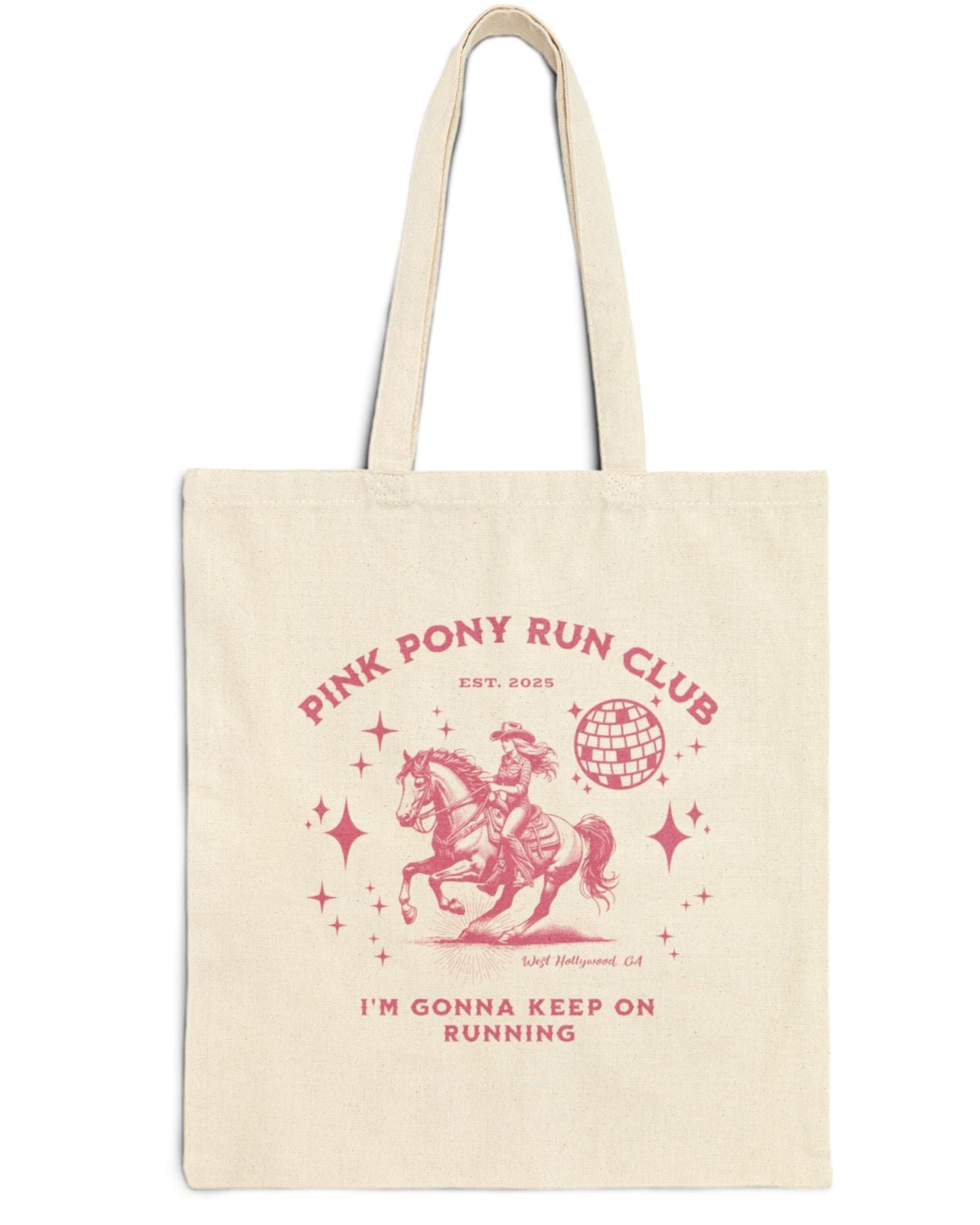 Pink, Pink Pony Run Club Cotton Tote Bag