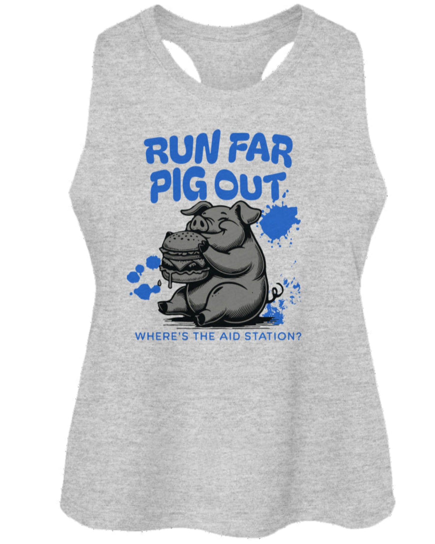 Run Far Pig Out Women's Racerback Cropped Tank