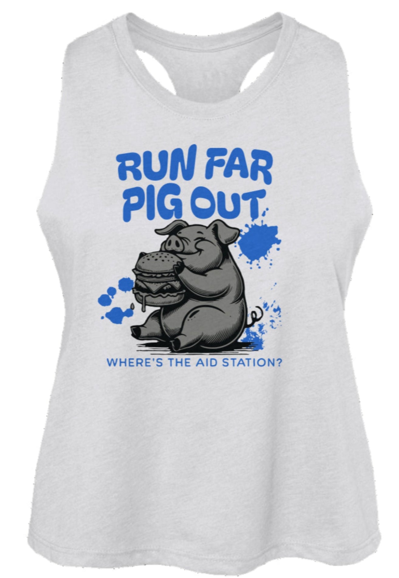 Run Far Pig Out Women's Racerback Cropped Tank
