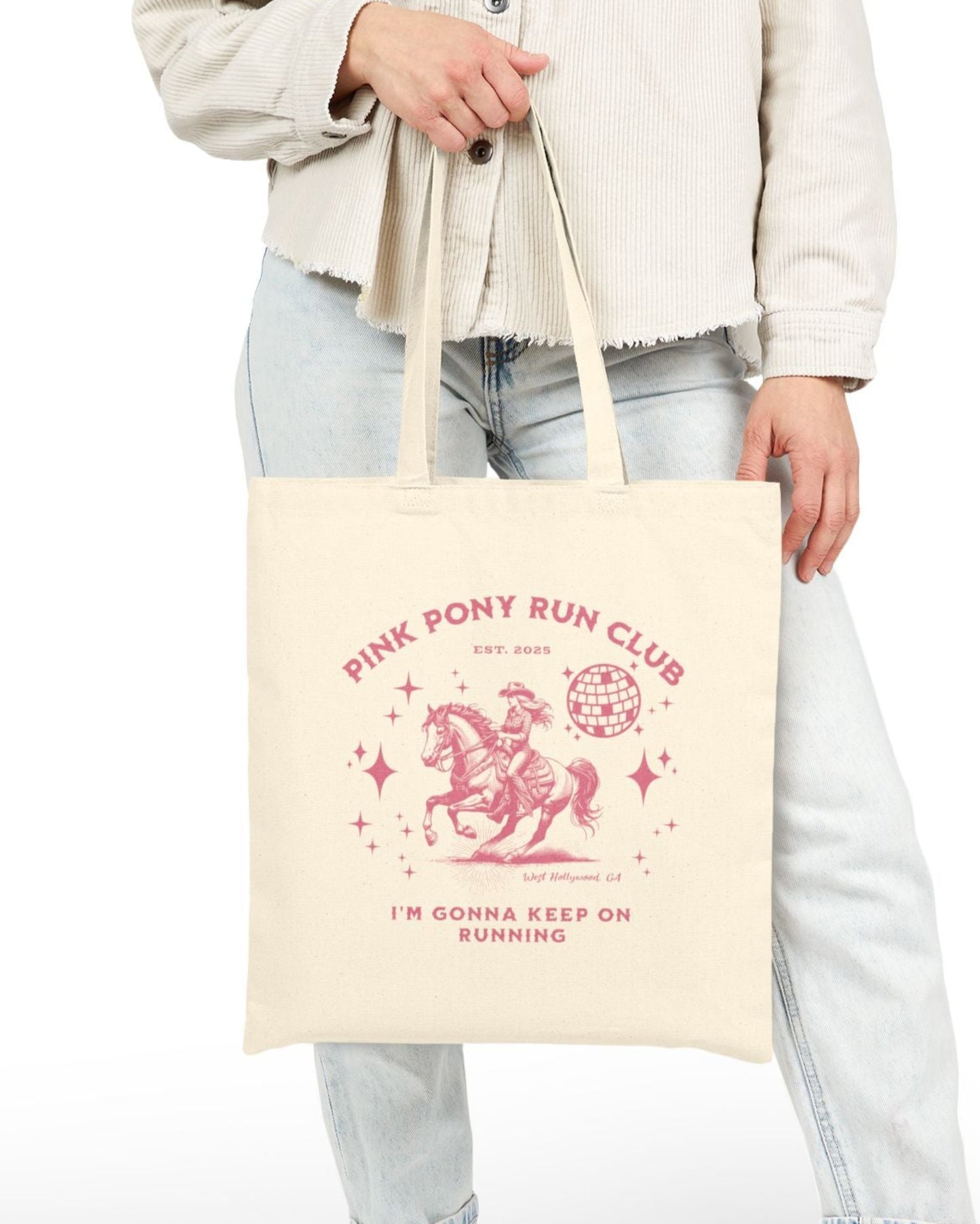 Pink, Pink Pony Run Club Cotton Tote Bag
