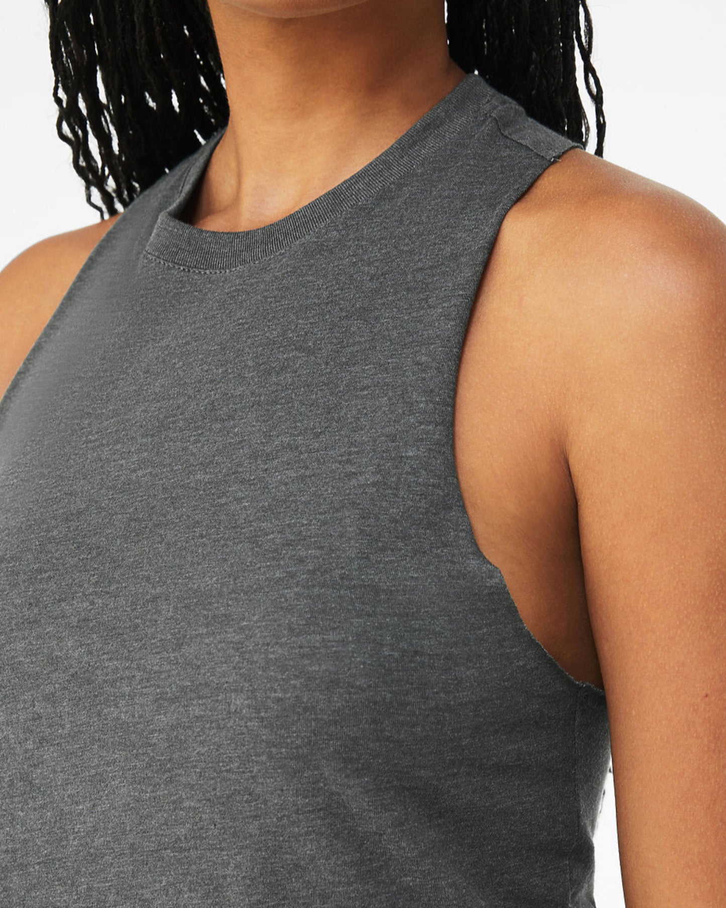 White Blend Run Far Pig Racerback Cropped Tank