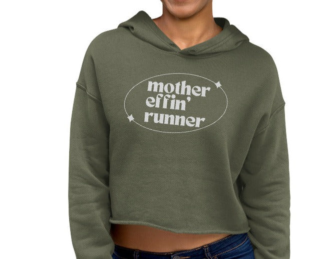 Mother Effin Runner-Women's Crop Hoodie