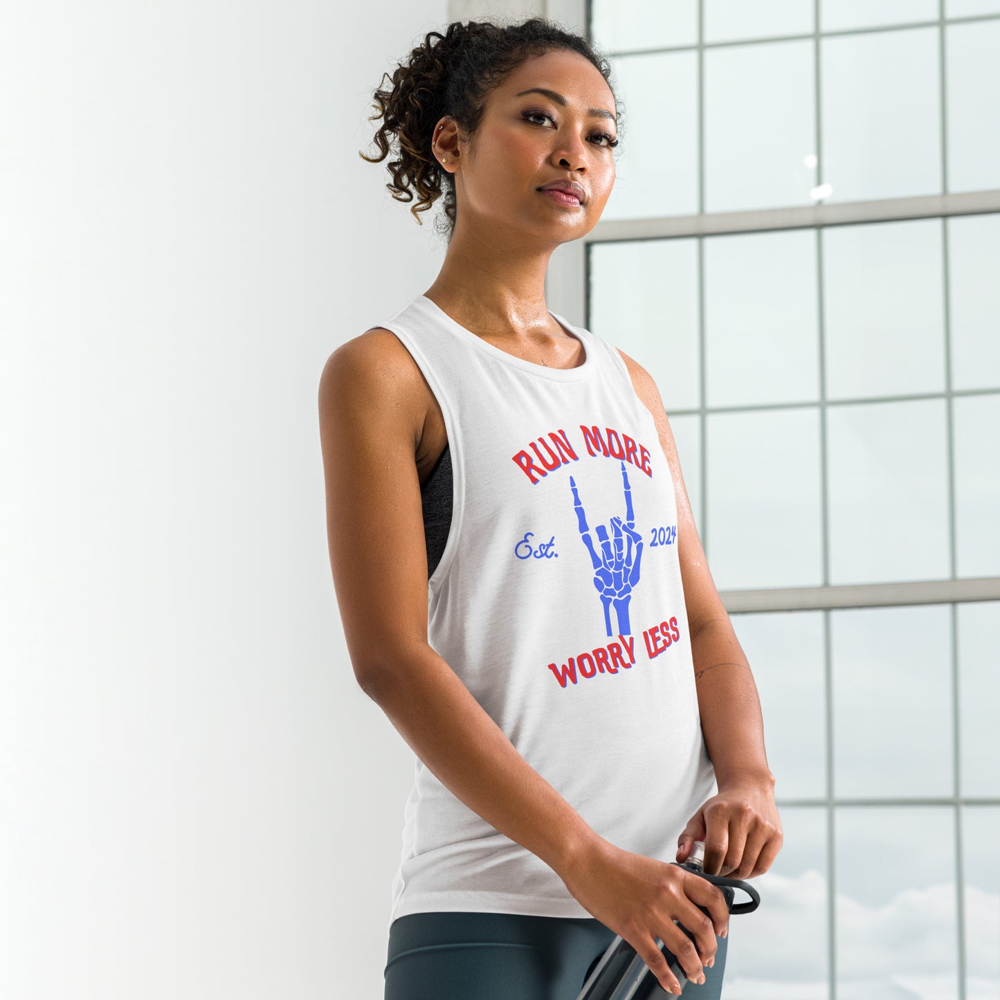 Run More Worry Less Muscle Tank