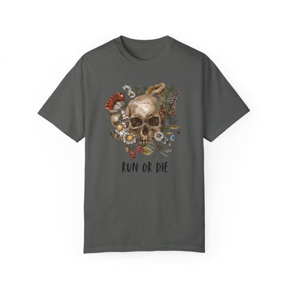 Earthy Run Or Die Skull Flower Tee