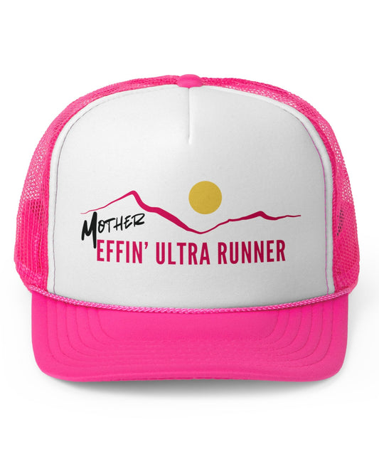 Mother Effin' Ultra Runner Trucker Cap-Pink