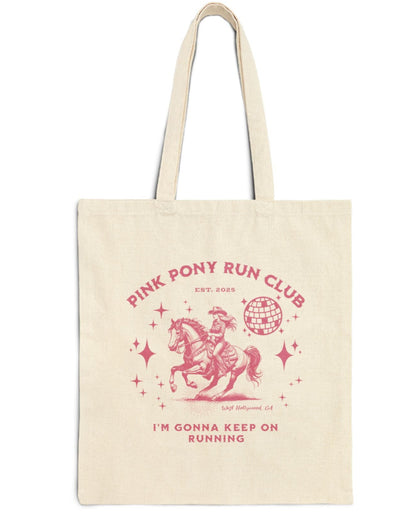Pink, Pink Pony Run Club Cotton Tote Bag