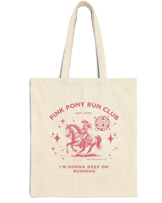 Pink, Pink Pony Run Club Cotton Tote Bag