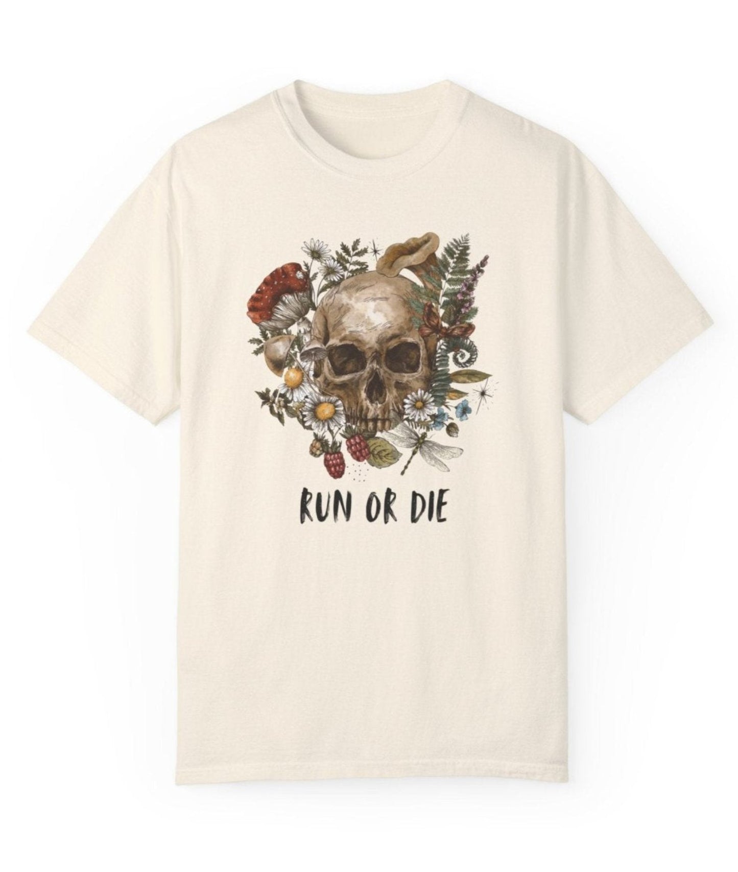 Vintage Run Or Die Skull Flower Tee