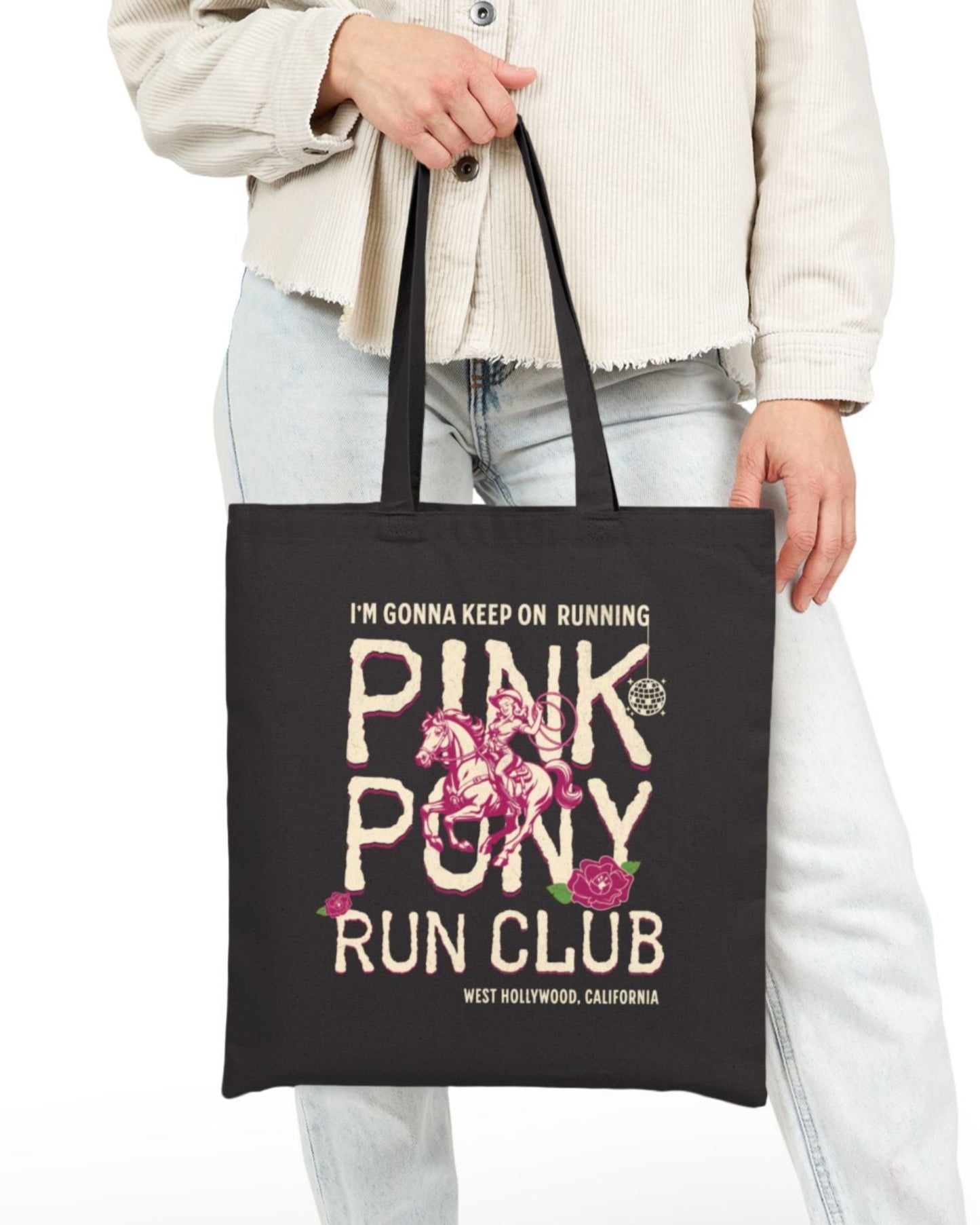 Pink Pony Run Club Cotton Tote Bag