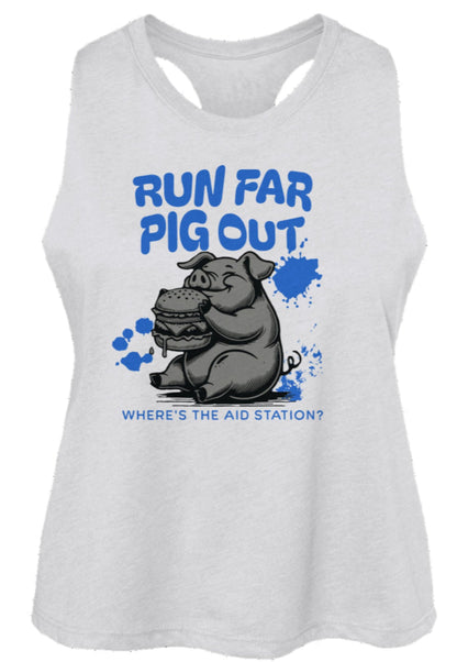 Run Far Pig Out Women's Racerback Cropped Tank