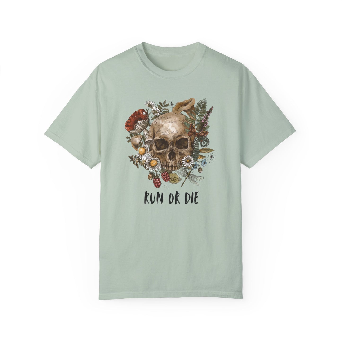 Vintage Run Or Die Skull Flower Tee