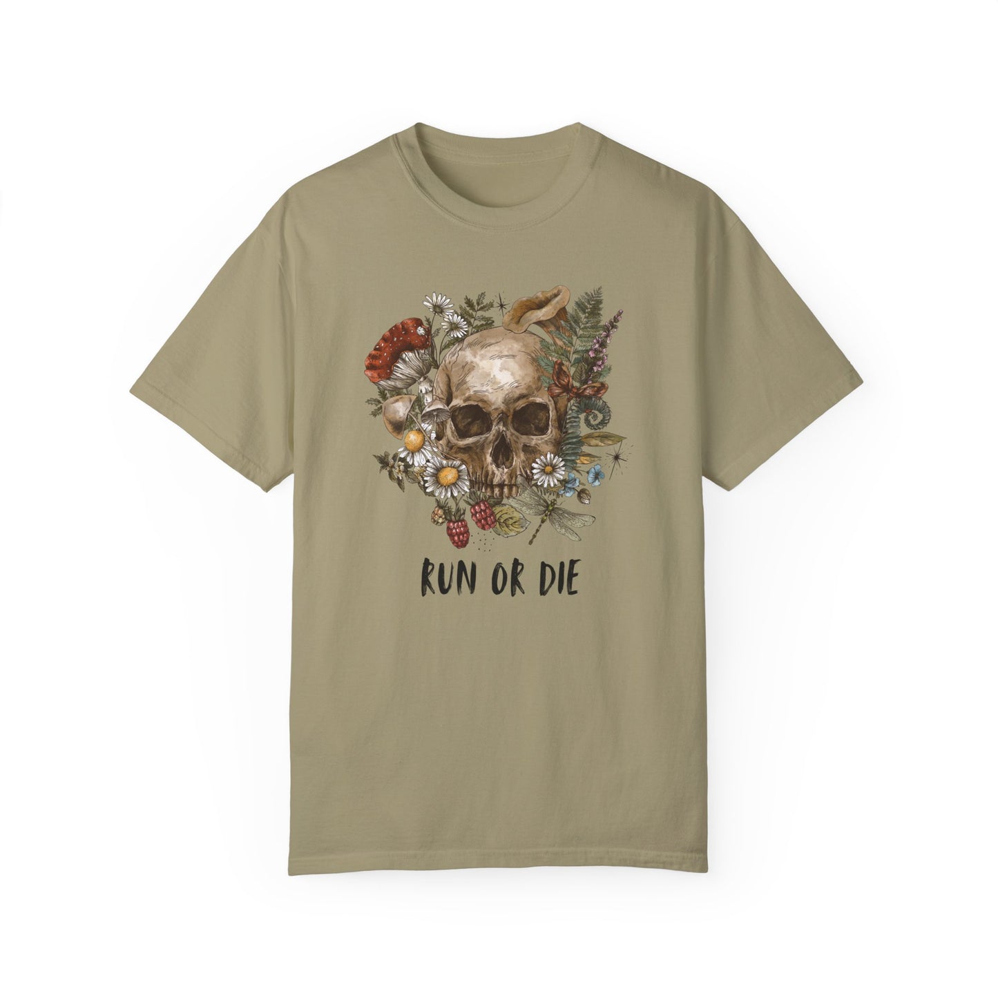 Earthy Run Or Die Skull Flower Tee