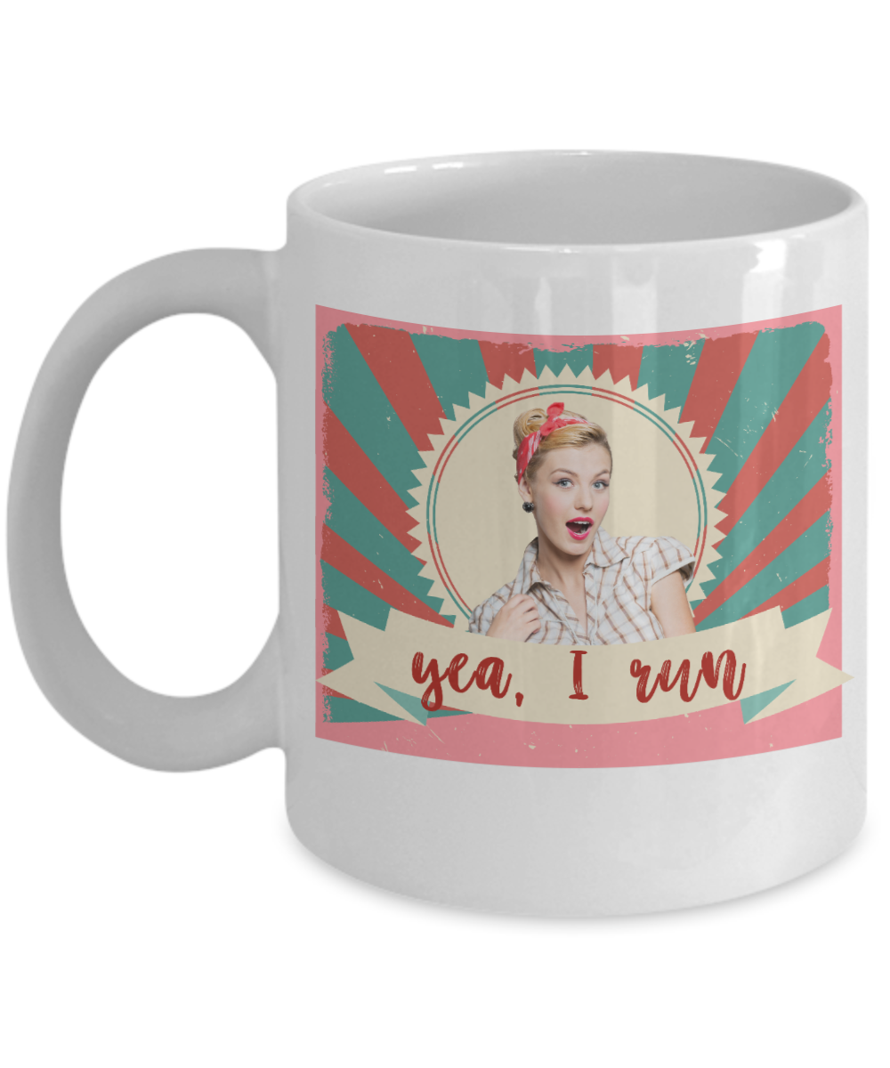 Yea, I run, Retro Style-Mug